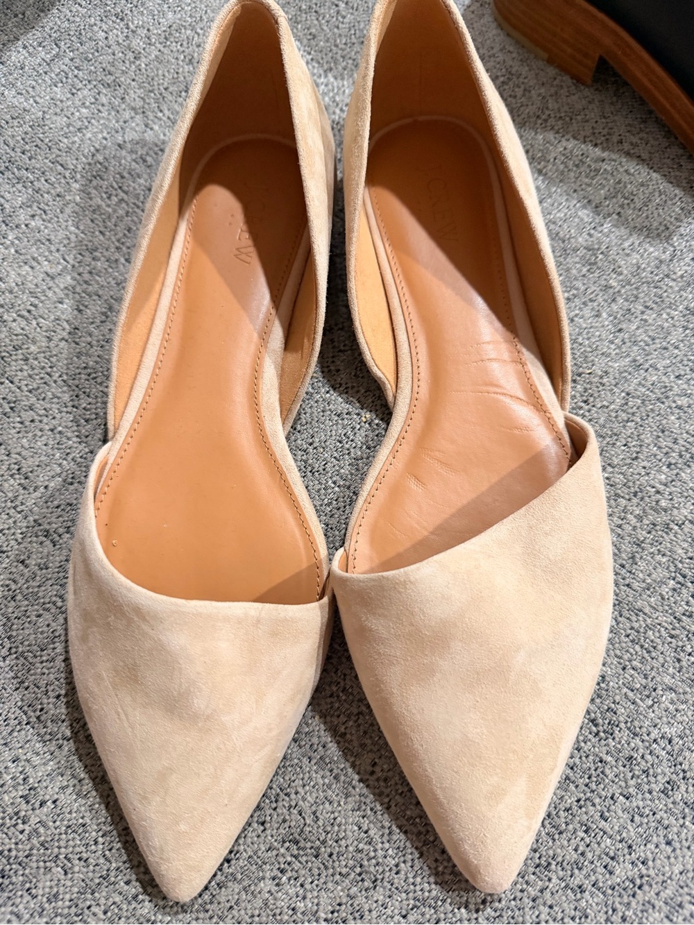 J. Crew Women's Pointed Toe D'Orsay Flats in Beige